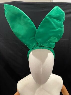Green Satin Bunny Ear Headband